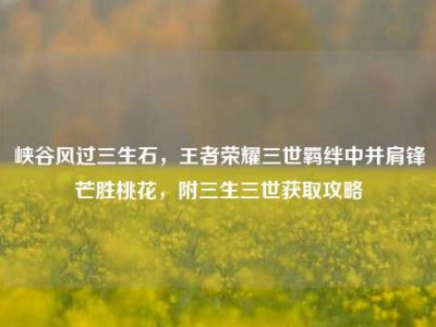 峡谷风过三生石，王者荣耀三世羁绊中并肩锋芒胜桃花，附三生三世获取攻略