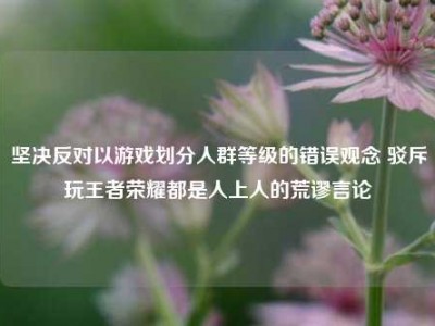 坚决反对以游戏划分人群等级的错误观念 驳斥玩王者荣耀都是人上人的荒谬言论