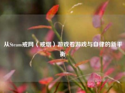 从Steam戒网（戒烟）游戏看游戏与自律的新平衡