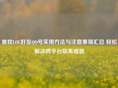 查找LOL好友QQ号实用方法与注意事项汇总 轻松解决跨平台联系难题