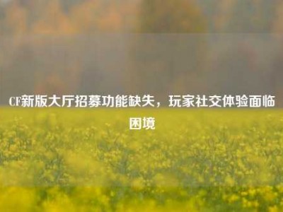 CF新版大厅招募功能缺失，玩家社交体验面临困境
