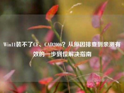 Win11装不了CF、CAD2006？从原因排查到亲测有效的一步到位解决指南