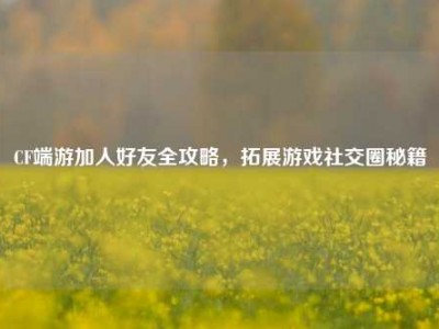 CF端游加人好友全攻略，拓展游戏社交圈秘籍