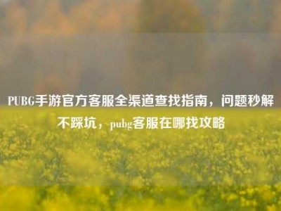 PUBG手游官方客服全渠道查找指南，问题秒解不踩坑，pubg客服在哪找攻略
