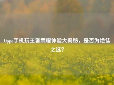 Oppo手机玩王者荣耀体验大揭秘，是否为绝佳之选？
