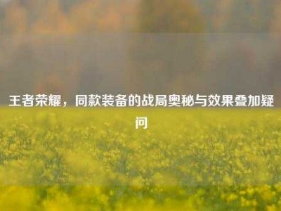 王者荣耀，同款装备的战局奥秘与效果叠加疑问
