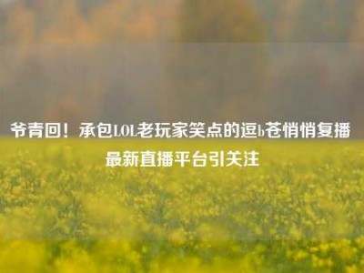 爷青回！承包LOL老玩家笑点的逗b苍悄悄复播 最新直播平台引关注