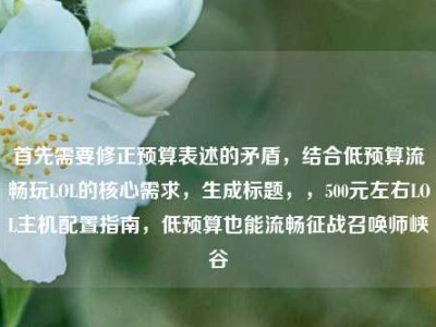 首先需要修正预算表述的矛盾，结合低预算流畅玩LOL的核心需求，生成标题，，500元左右LOL主机配置指南，低预算也能流畅征战召唤师峡谷