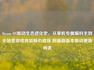 Steam OS驱动生态进化史，从掌机专属偏科生到全场景游戏体验核心底座 附最新版本驱动更新列表