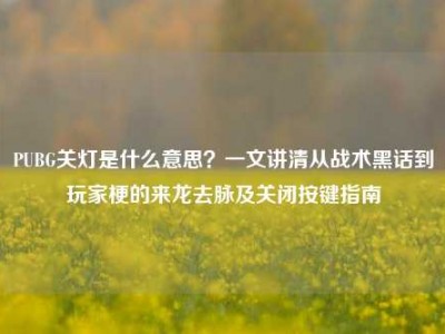 PUBG关灯是什么意思？一文讲清从战术黑话到玩家梗的来龙去脉及关闭按键指南