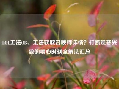 LOL无法OB、无法获取召唤师详情？打断观赛兴致的糟心时刻全解法汇总
