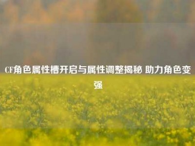 CF角色属性槽开启与属性调整揭秘 助力角色变强