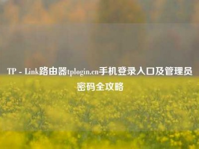 TP - Link路由器tplogin.cn手机登录入口及管理员密码全攻略