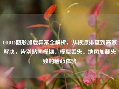 COD16图形加载异常全解析，从根源排查到高效解决，告别贴图模糊、模型丢失、地图加载失败的糟心体验