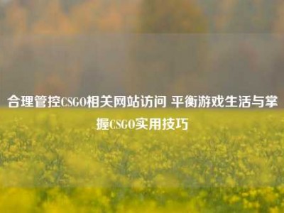 合理管控CSGO相关网站访问 平衡游戏生活与掌握CSGO实用技巧
