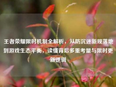 王者荣耀限时机制全解析，从防沉迷新规落地到游戏生态平衡，读懂背后多重考量与限时更新逻辑