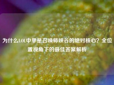 为什么LOL中单是召唤师峡谷的绝对核心？全位置视角下的最佳答案解析