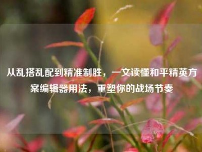 从乱搭乱配到精准制胜，一文读懂和平精英方案编辑器用法，重塑你的战场节奏