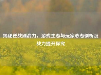 揭秘逆战刷战力，游戏生态与玩家心态剖析及战力提升探究