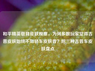 和平精英载具皮肤观察，为何多数玩家觉得吉普皮肤始终不如轿车皮肤香？附三种吉普车皮肤盘点