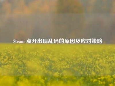 Steam 点开出现乱码的原因及应对策略