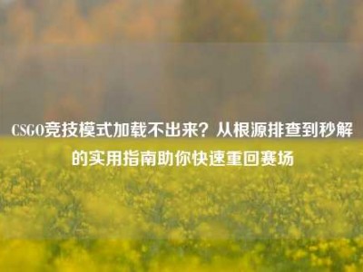 CSGO竞技模式加载不出来？从根源排查到秒解的实用指南助你快速重回赛场