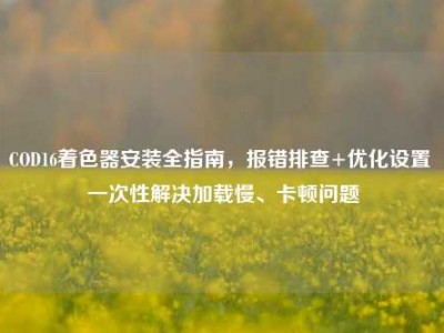 COD16着色器安装全指南，报错排查+优化设置 一次性解决加载慢、卡顿问题