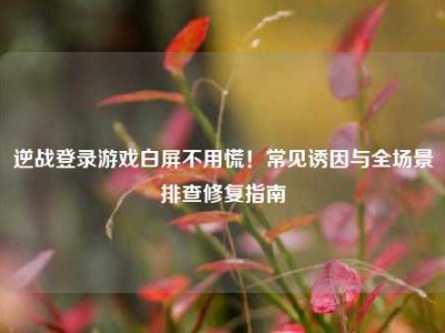 逆战登录游戏白屏不用慌！常见诱因与全场景排查修复指南