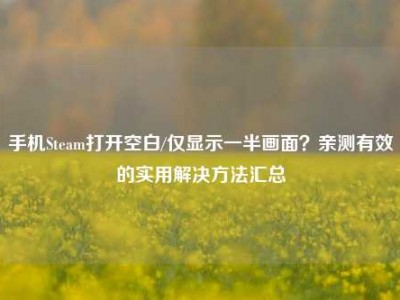 手机Steam打开空白/仅显示一半画面？亲测有效的实用解决方法汇总