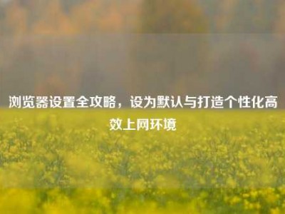 浏览器设置全攻略，设为默认与打造个性化高效上网环境