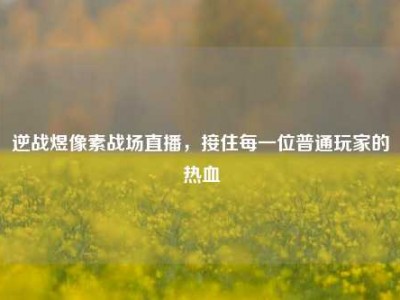 逆战煜像素战场直播，接住每一位普通玩家的热血