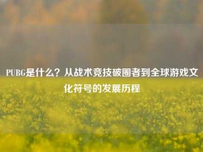 PUBG是什么？从战术竞技破圈者到全球游戏文化符号的发展历程