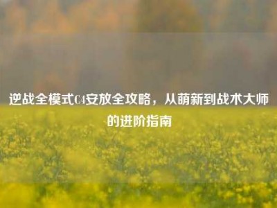 逆战全模式C4安放全攻略，从萌新到战术大师的进阶指南