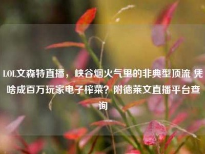 LOL文森特直播，峡谷烟火气里的非典型顶流 凭啥成百万玩家电子榨菜？附德莱文直播平台查询