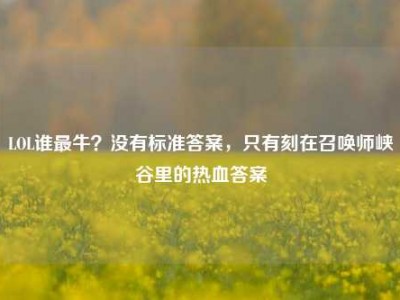 LOL谁最牛？没有标准答案，只有刻在召唤师峡谷里的热血答案