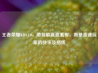 王者荣耀KDA4.0，绝非躺赢遮羞布，而是普通玩家的快乐及格线