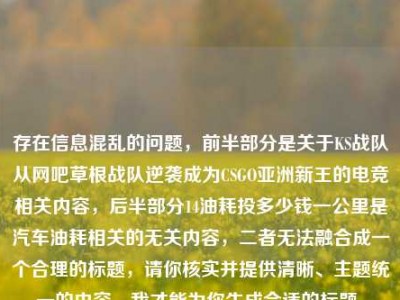 存在信息混乱的问题，前半部分是关于KS战队从网吧草根战队逆袭成为CSGO亚洲新王的电竞相关内容，后半部分14油耗投多少钱一公里是汽车油耗相关的无关内容，二者无法融合成一个合理的标题，请你核实并提供清晰、主题统一的内容，我才能为你生成合适的标题。