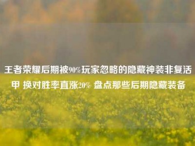王者荣耀后期被90%玩家忽略的隐藏神装非复活甲 换对胜率直涨20% 盘点那些后期隐藏装备