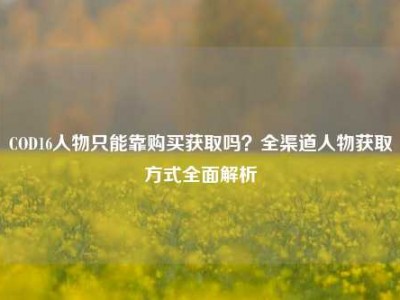 COD16人物只能靠购买获取吗？全渠道人物获取方式全面解析