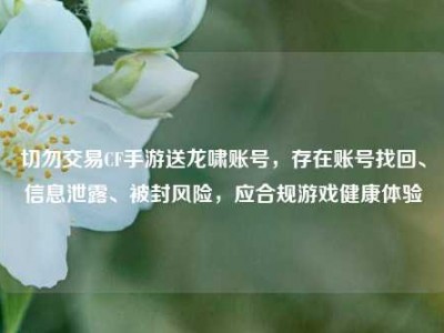 切勿交易CF手游送龙啸账号，存在账号找回、信息泄露、被封风险，应合规游戏健康体验