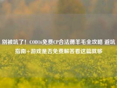 别被坑了！COD16免费CP合法薅羊毛全攻略 避坑指南+游戏是否免费解答看这篇就够