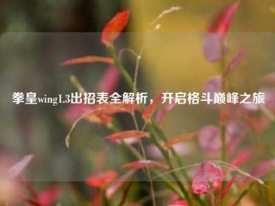拳皇wing1.3出招表全解析，开启格斗巅峰之旅