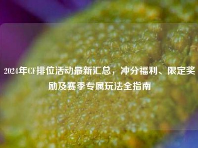 2024年CF排位活动最新汇总，冲分福利、限定奖励及赛季专属玩法全指南