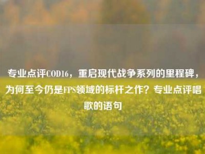 专业点评COD16，重启现代战争系列的里程碑，为何至今仍是FPS领域的标杆之作？专业点评唱歌的语句