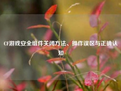 CF游戏安全组件关闭方法、操作误区与正确认知