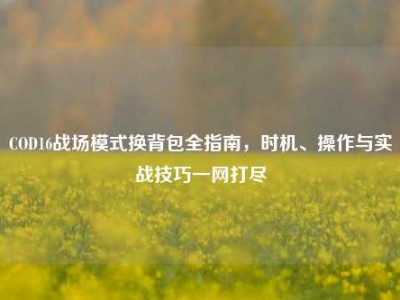 COD16战场模式换背包全指南，时机、操作与实战技巧一网打尽