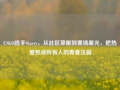 CSGO选手Starry，从社区草根到赛场星光，把热爱熬成所有人的青春注脚
