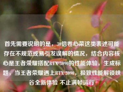 首先需要说明的是，30倍卷心菜这类表述可能存在不规范或易引发误解的情况，结合内容核心是王者荣耀搭配RTX 3090的性能体验，生成标题，当王者荣耀遇上RTX 3090，极致性能解锁峡谷全新体验 不止满帧运行