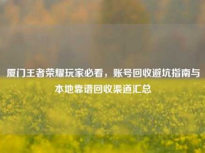 厦门王者荣耀玩家必看，账号回收避坑指南与本地靠谱回收渠道汇总