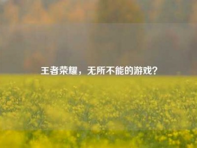 王者荣耀，无所不能的游戏？